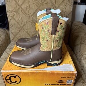 Corral Western Boots Women's Cactus Embroidery Chocolate W5005 Size 7 New